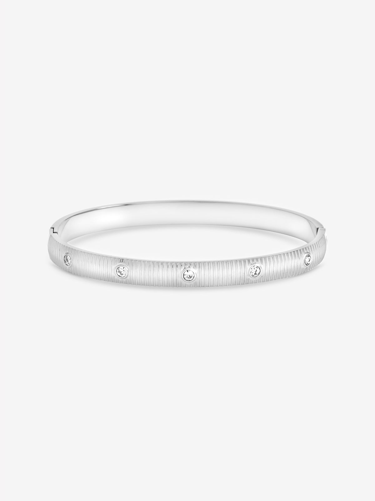 Jon Richard Silver Plated Textured Stainless Steel Crystal Waterproof Bangle