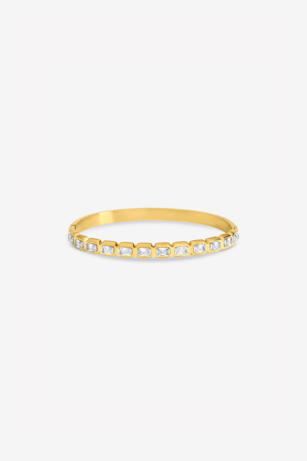 JON RICHARD SILVER PLATE CRYSTAL STONE STAINLESS STEEL BANGLE