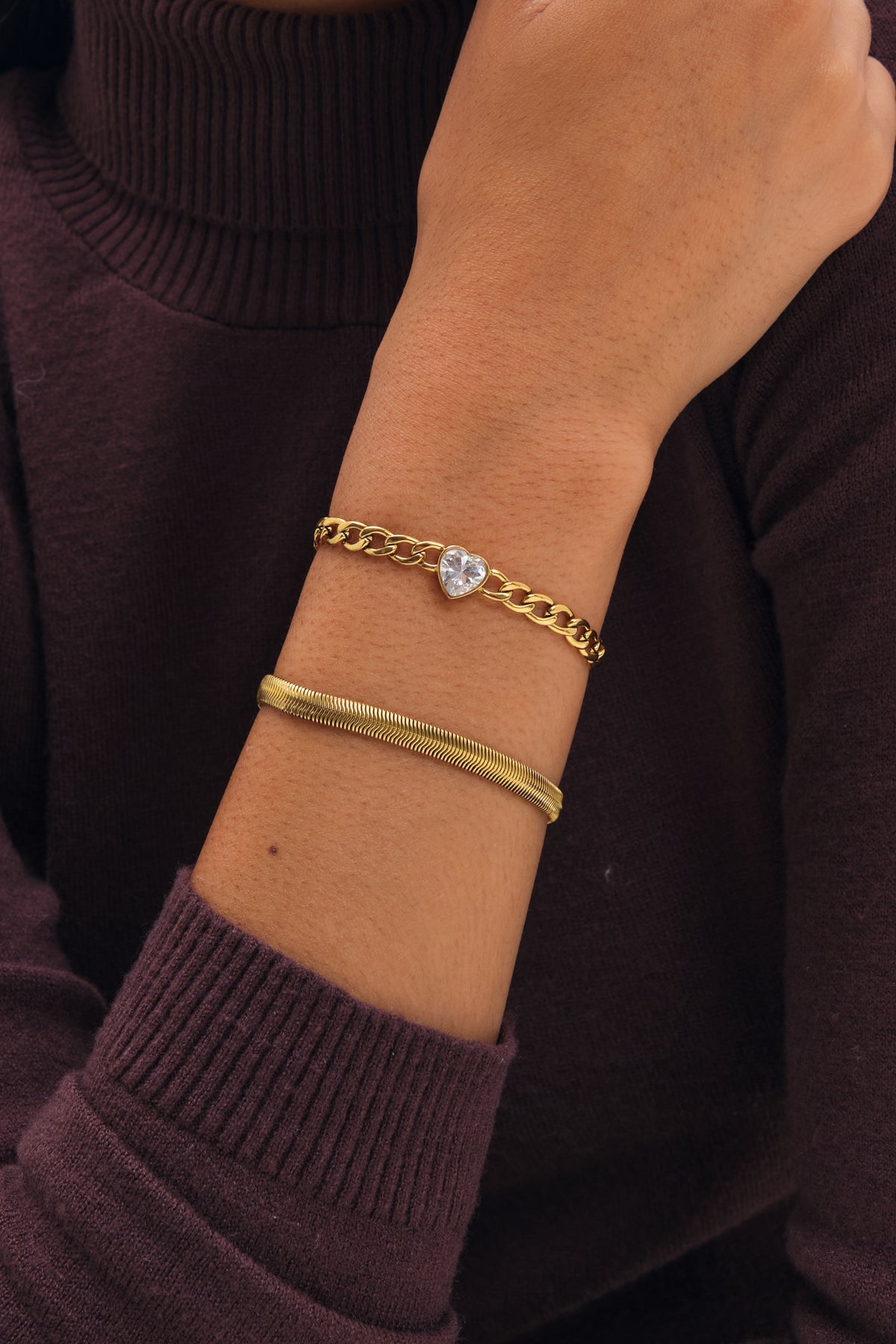 Jon Richard Gold Plated Crystal Heart Chain Stainless Steel Waterproof Bracelet