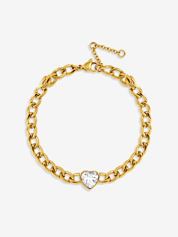 Jon Richard Gold Plated Crystal Heart Chain Stainless Steel Waterproof Bracelet