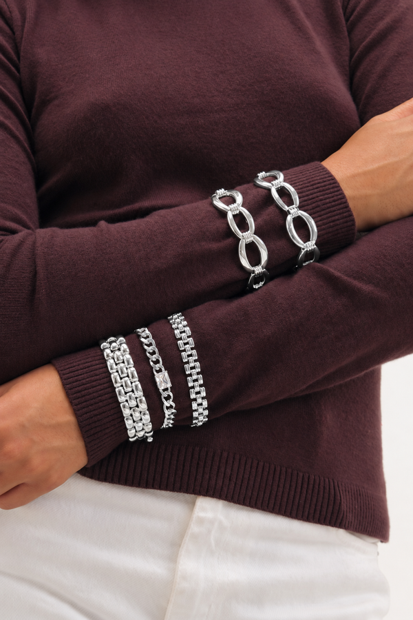 Silver Plated Gate Chain Bracelet