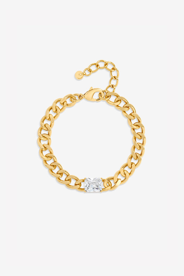 JON RICHARD GOLD PLATE CRYSTAL AND CHAIN BRACELET