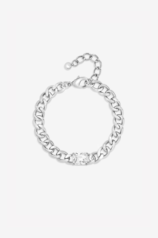 JON RICHARD SILVER PLATE CRYSTAL AND CHAIN BRACELET