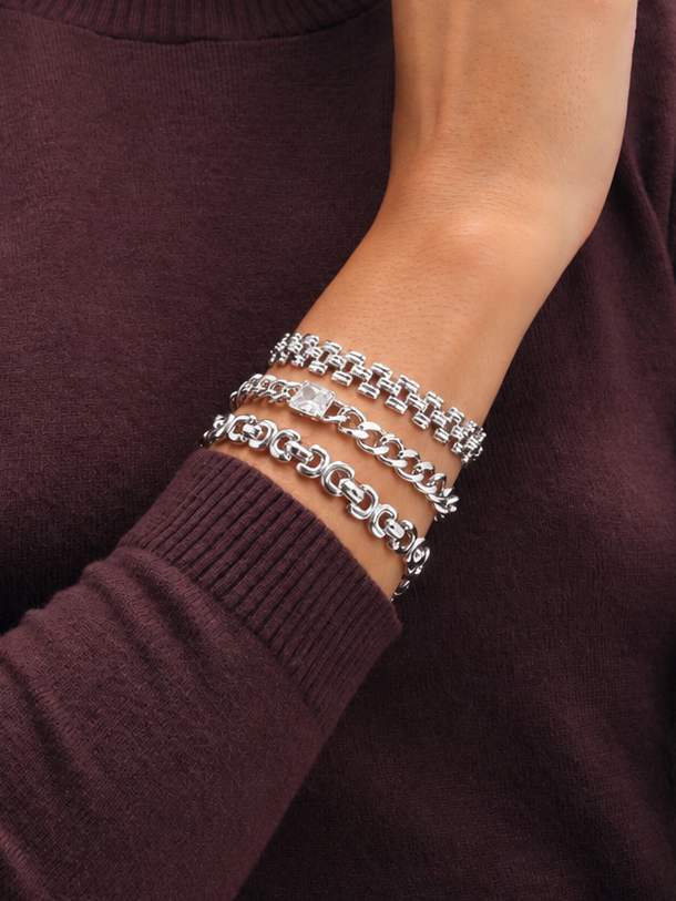 Jon Richard Silver Plated Crystal And Chain Bracelet