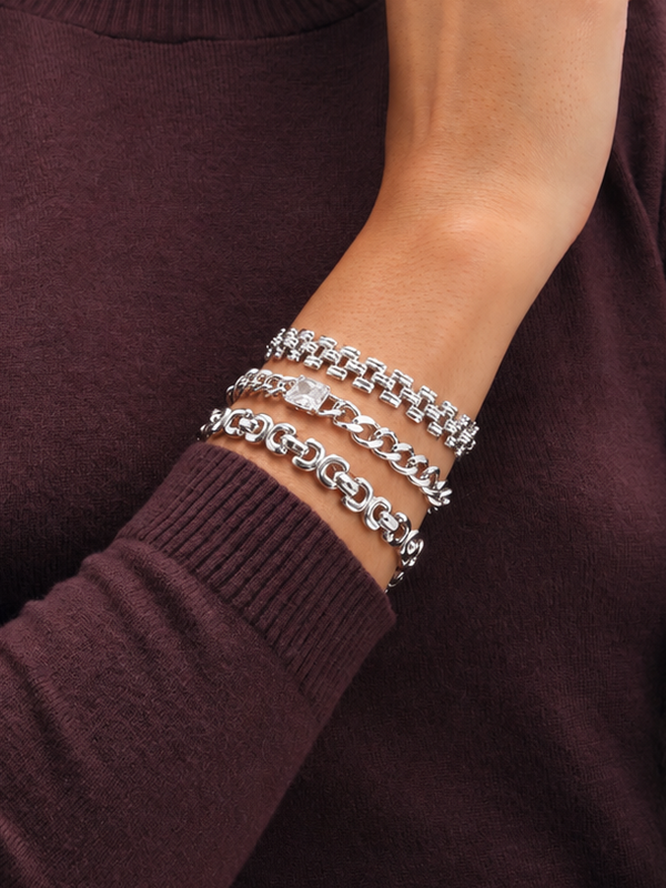 Jon Richard Silver Plated Crystal And Chain Bracelet