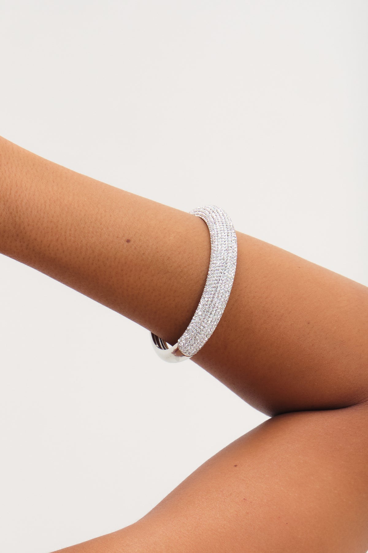 Jon Richard Rhodium Plated Pave Bangle