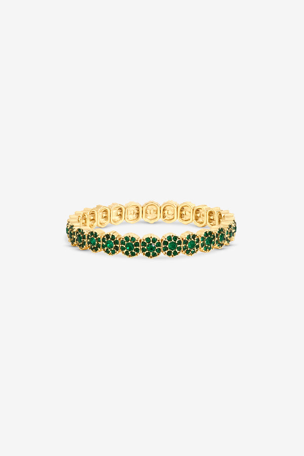 JON RICHARD GOLD PLATE AND EMERALD STRETCH BRACELET