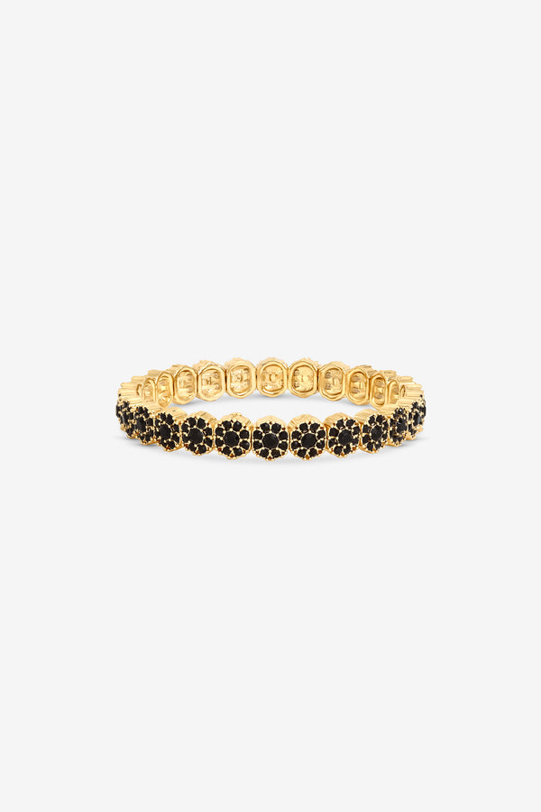 JON RICHARD GOLD PLATE AND JET STRETCH BRACELET