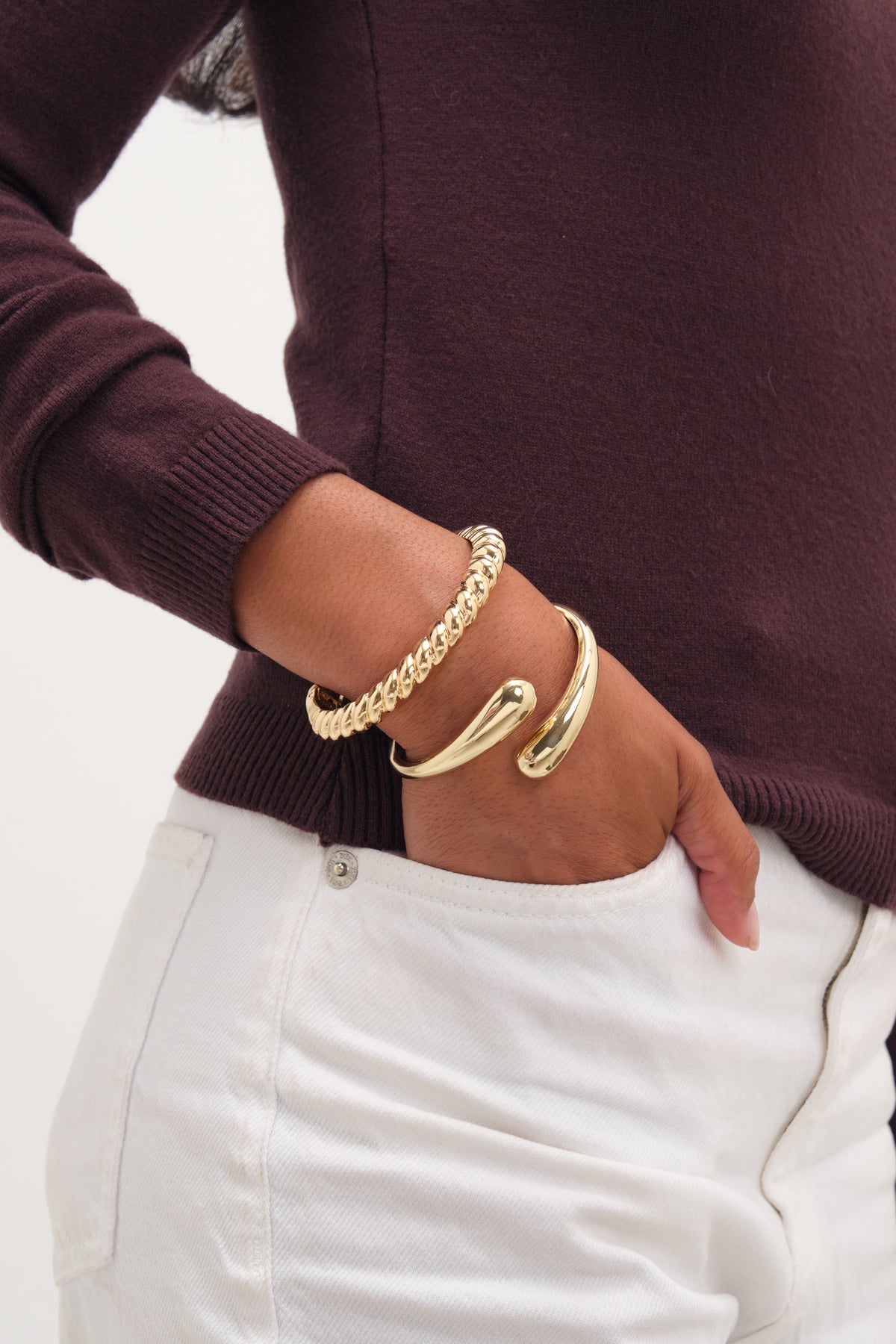 Jon Richard Gold Polished Open Bangle