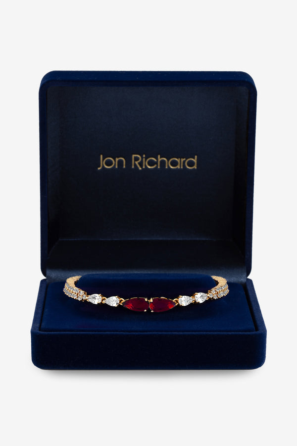 Jon Richard Gold Plated and Cubic Zirconia Ruby Pear Drop Bracelet