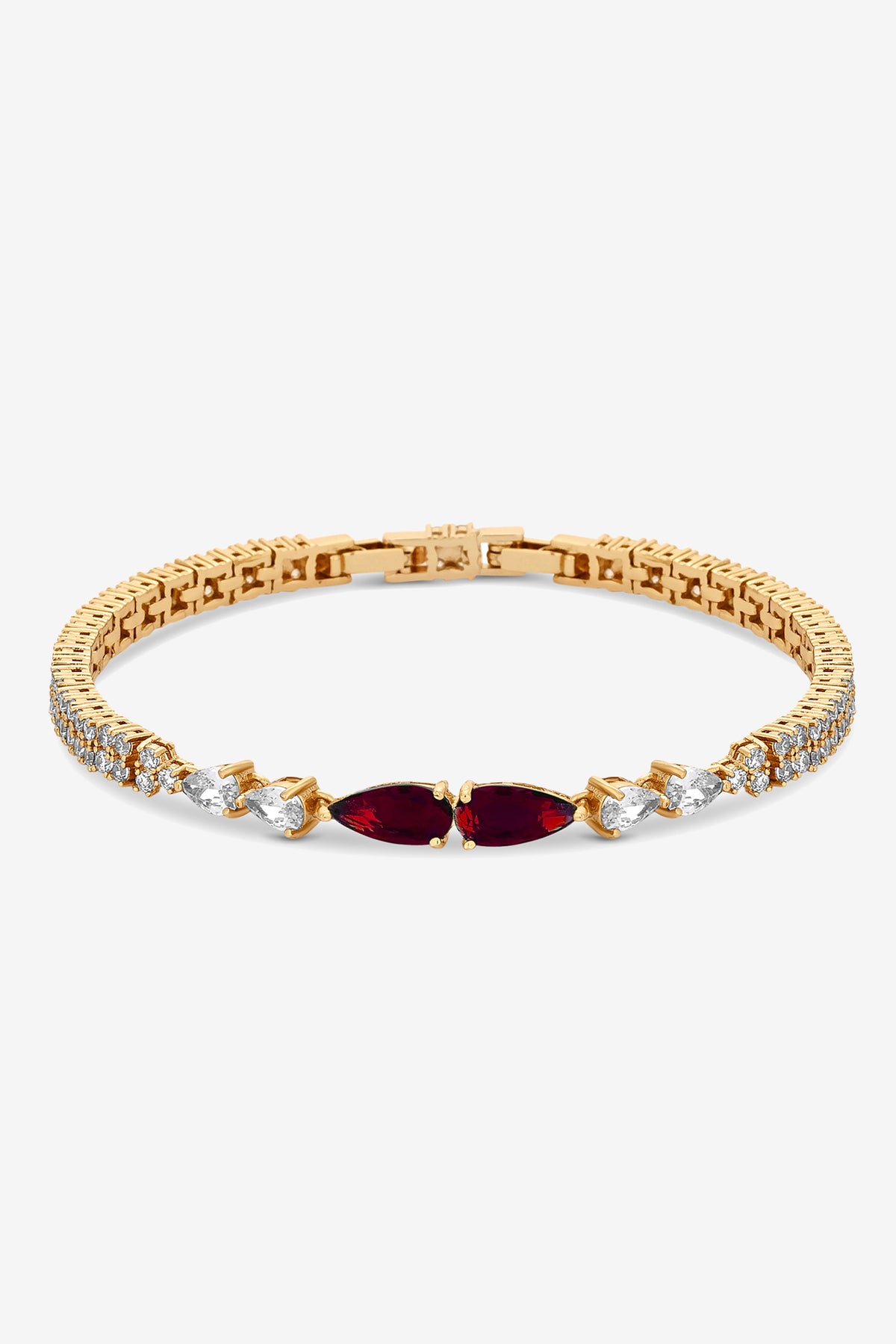Jon Richard Gold Plated and Cubic Zirconia Ruby Pear Drop Bracelet