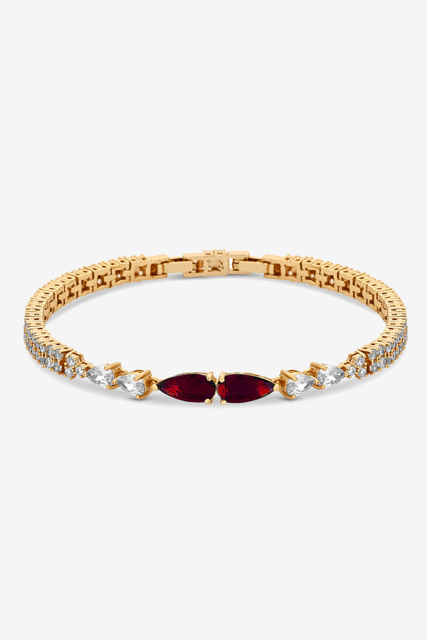 Jon Richard Gold Plated and Cubic Zirconia Ruby Pear Drop Bracelet
