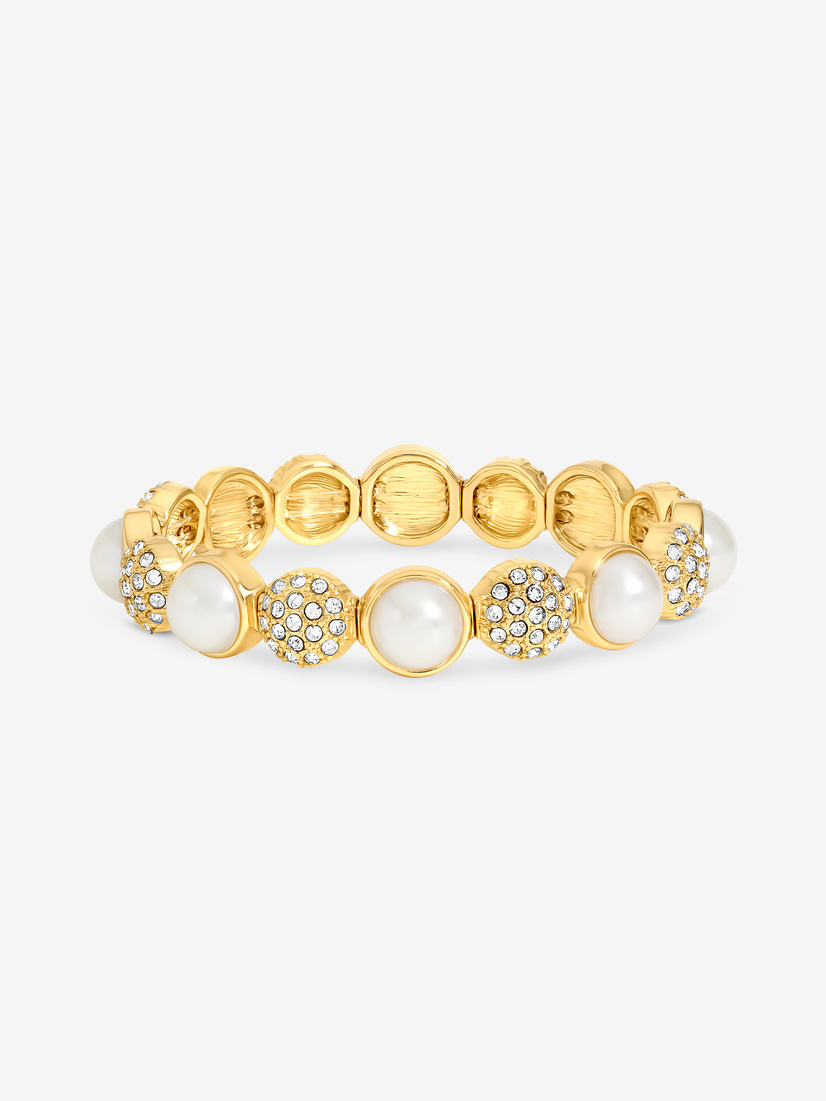 Jon Richard Gold Plated Pearl And Pave Stretch Bracelet
