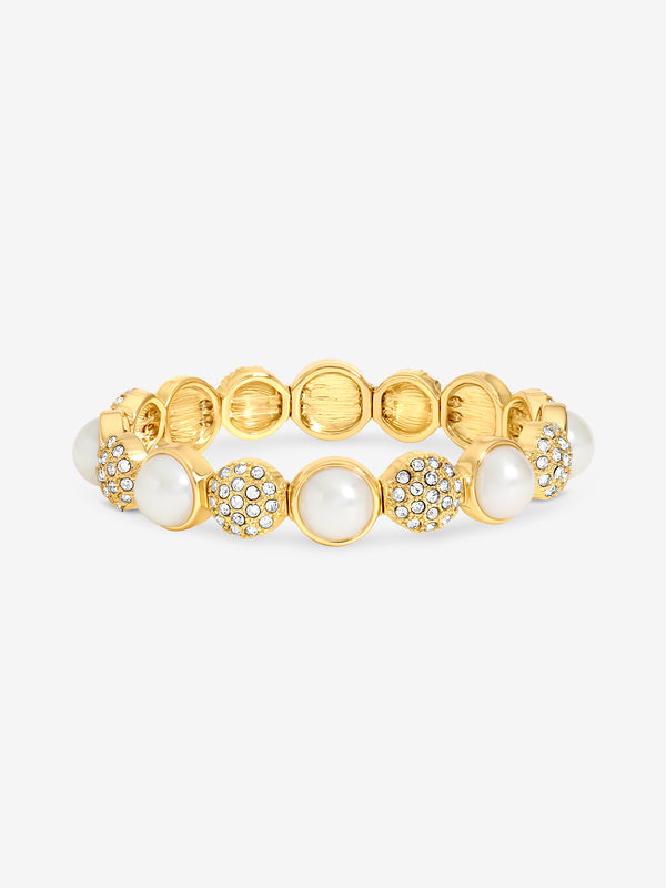 Jon Richard Gold Plated Pearl And Pave Stretch Bracelet