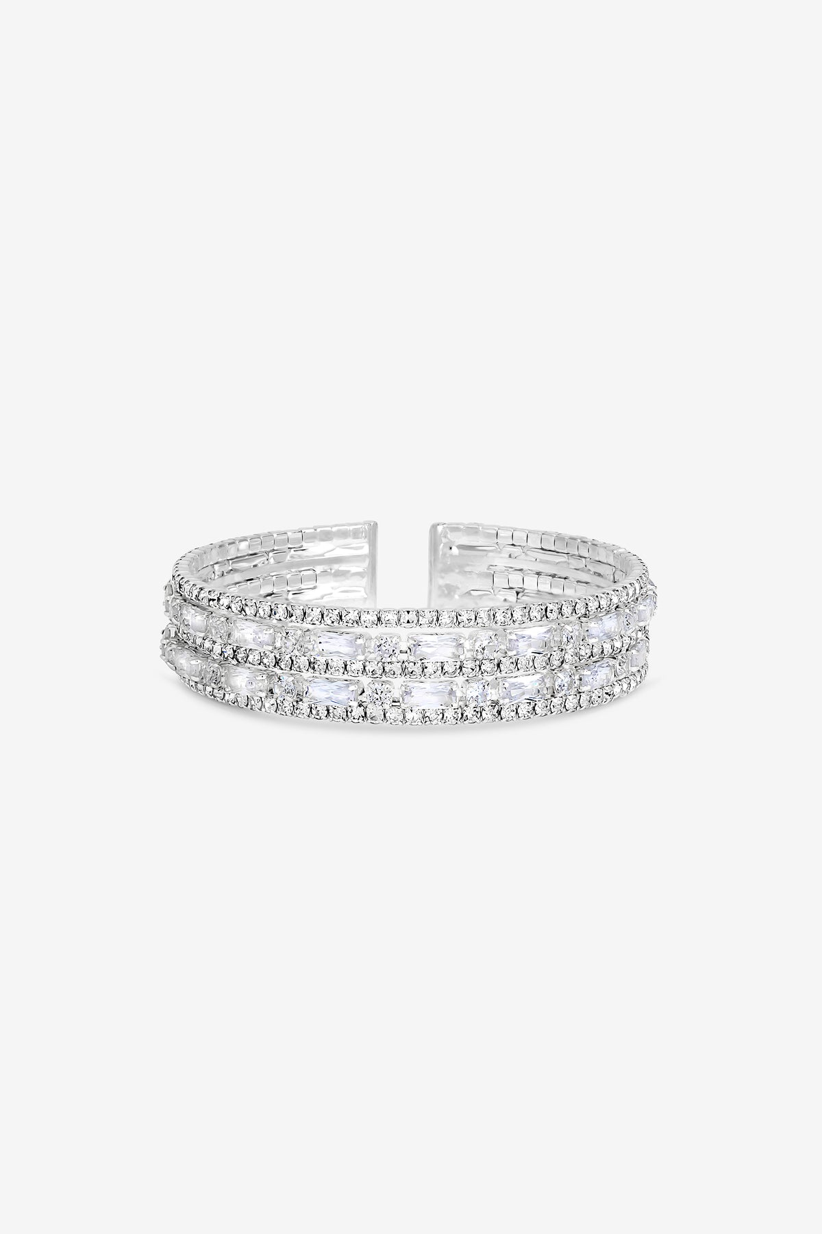 JON RICHARD RHODIUM PLATE AND CRYSTAL MULTI STONE CUFF
