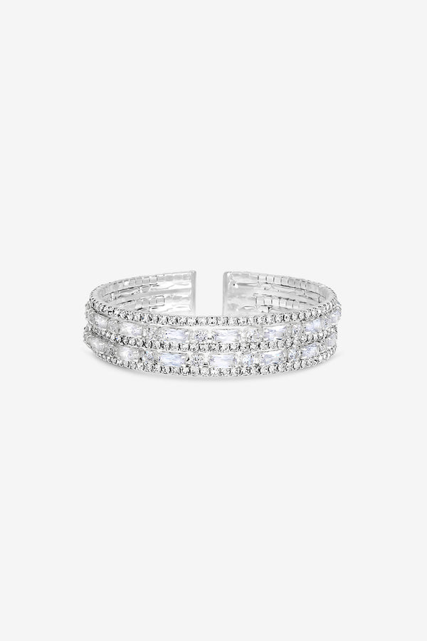 JON RICHARD RHODIUM PLATE AND CRYSTAL MULTI STONE CUFF