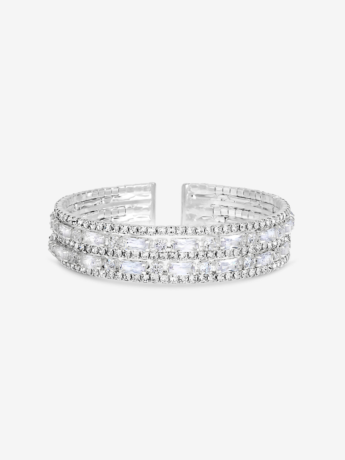 Jon Richard Rhodium Plated And Crystal Multi Stone Cuff