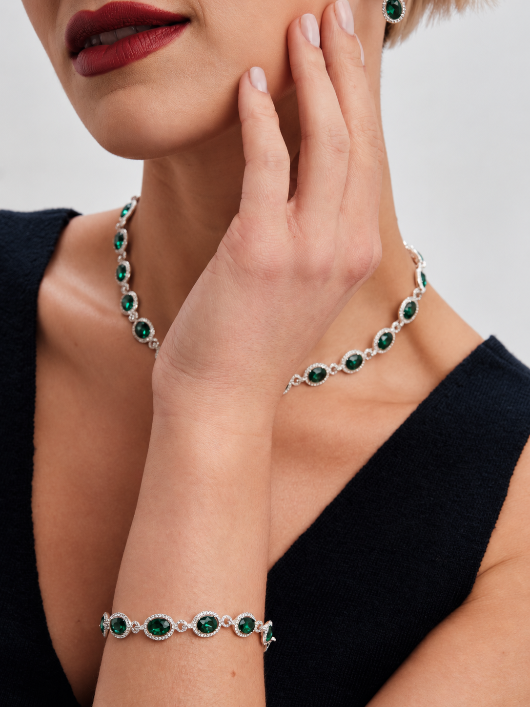 Jon Richard Gold Plated And Emerald Halo Necklace