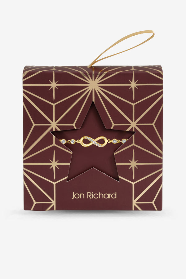Burgundy Xmas Hanging Gift - Gold Pave Infinity Toggle Bracelet