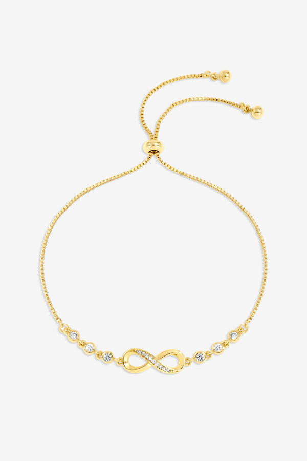 Burgundy Xmas Hanging Gift - Gold Pave Infinity Toggle Bracelet