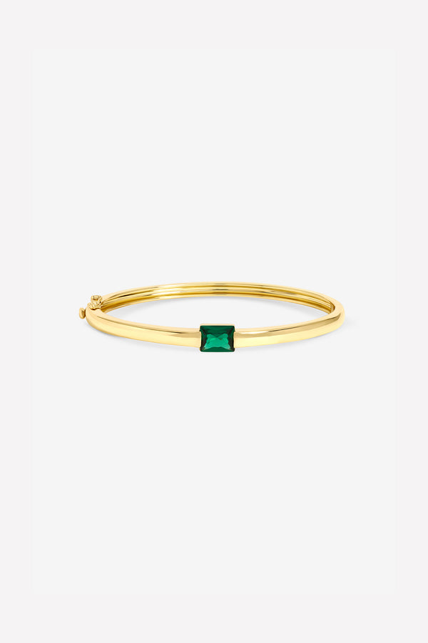 Jon Richard Gold Plated and Emerald Cubic Zirconia Polished Bangle