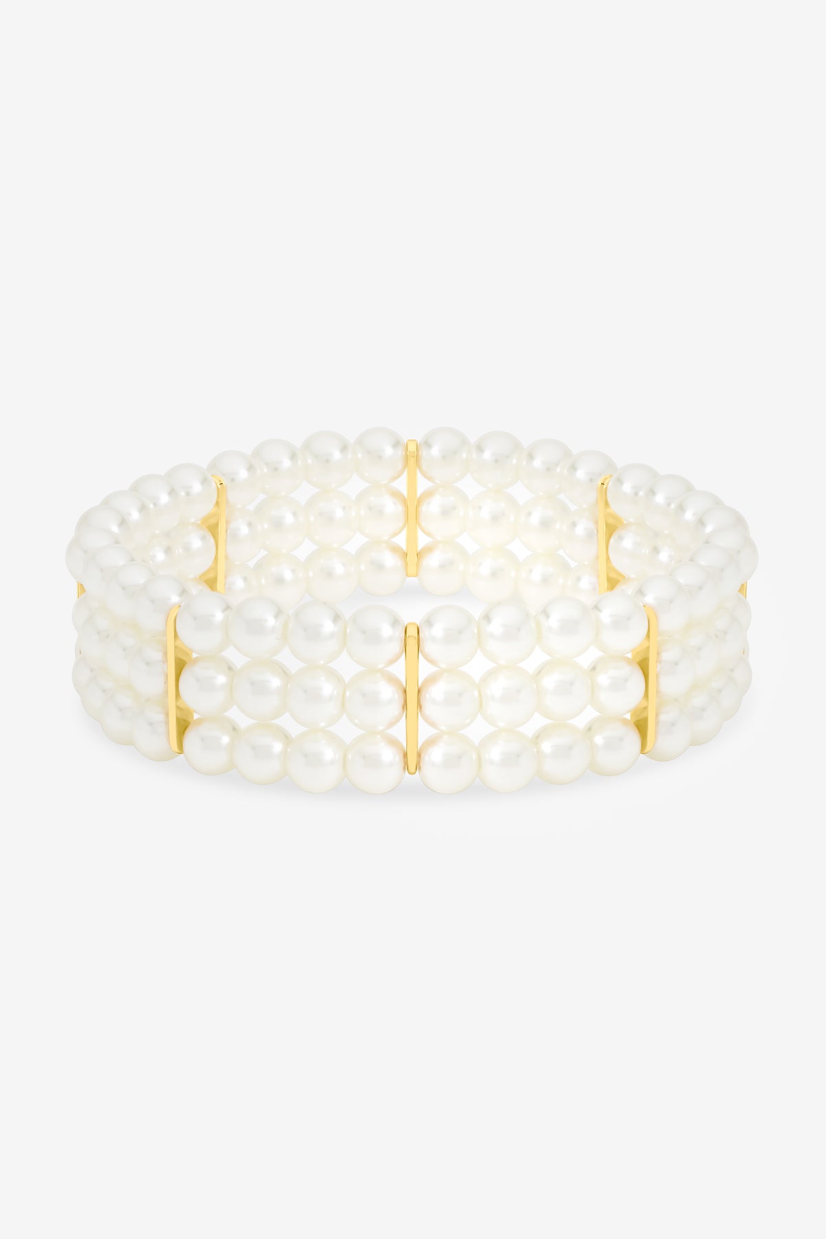 Jon Richard Gold Plated 3 Row Pearl Stretch Bracelet