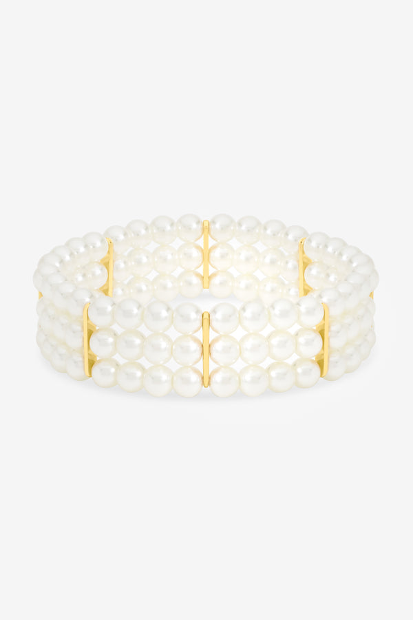 Jon Richard Gold Plated 3 Row Pearl Stretch Bracelet
