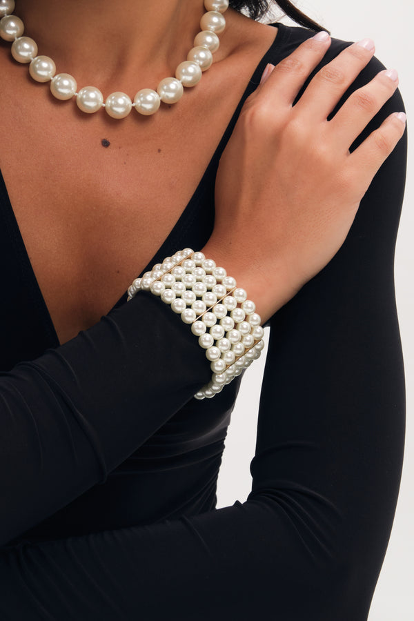 Jon Richard Gold Plated 5 Row Pearl Stretch Bracelet