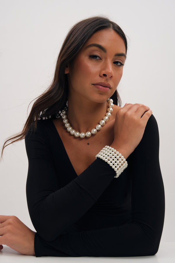 Jon Richard Gold Plated 5 Row Pearl Stretch Bracelet