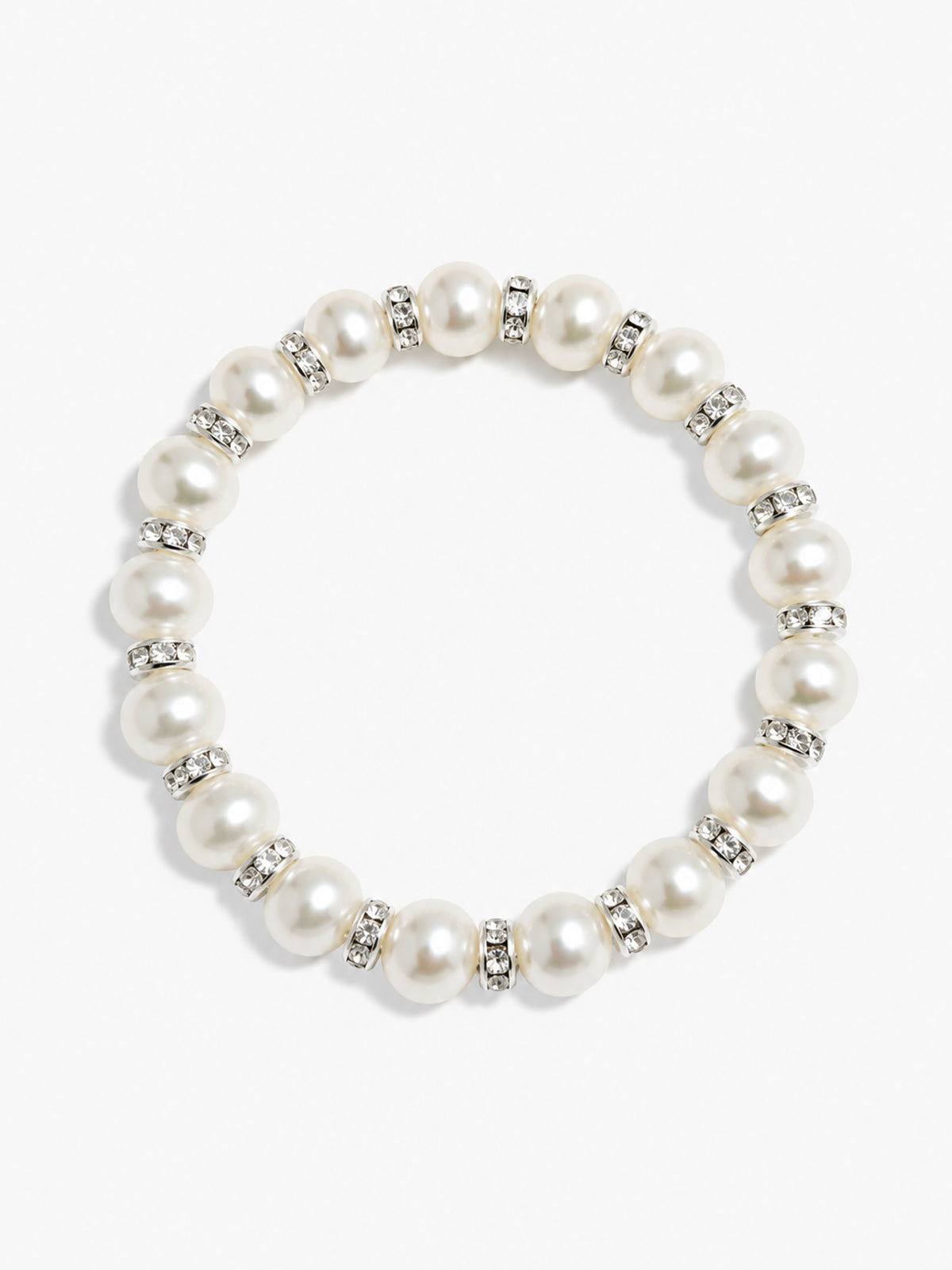 Jon Richard Silver Crystal and Pearl Stretch Bracelet