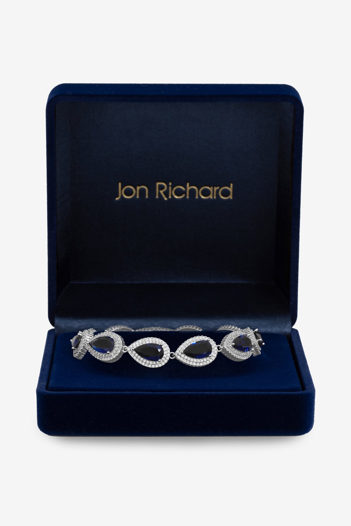 Jon Richard Rhodium Plated Sapphire Crystal Pear Bracelet