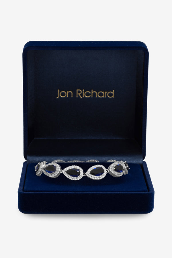 Jon Richard Rhodium Plated Sapphire Crystal Pear Bracelet