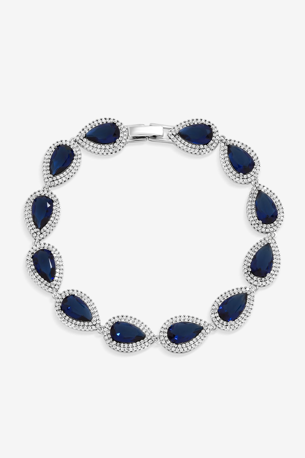 Jon Richard Rhodium Plated Sapphire Crystal Pear Bracelet