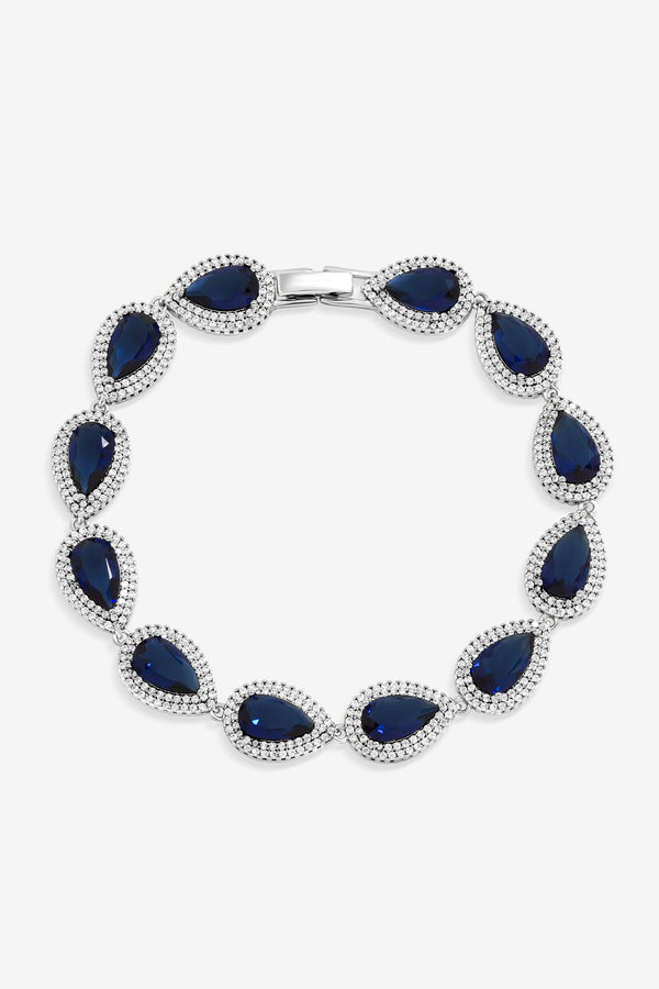Jon Richard Rhodium Plated Sapphire Crystal Pear Bracelet