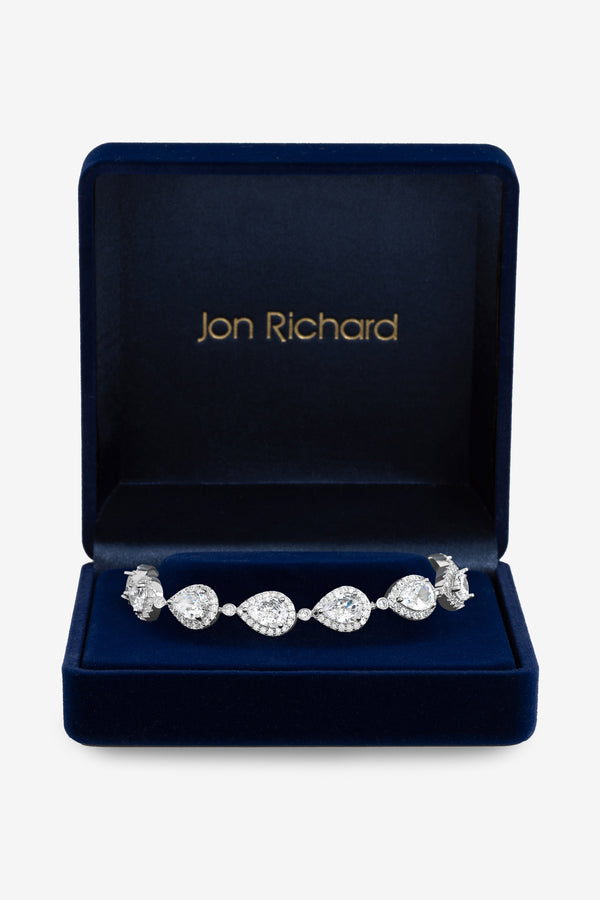 Jon Richard Silver Plated Crystal Pear Bracelet