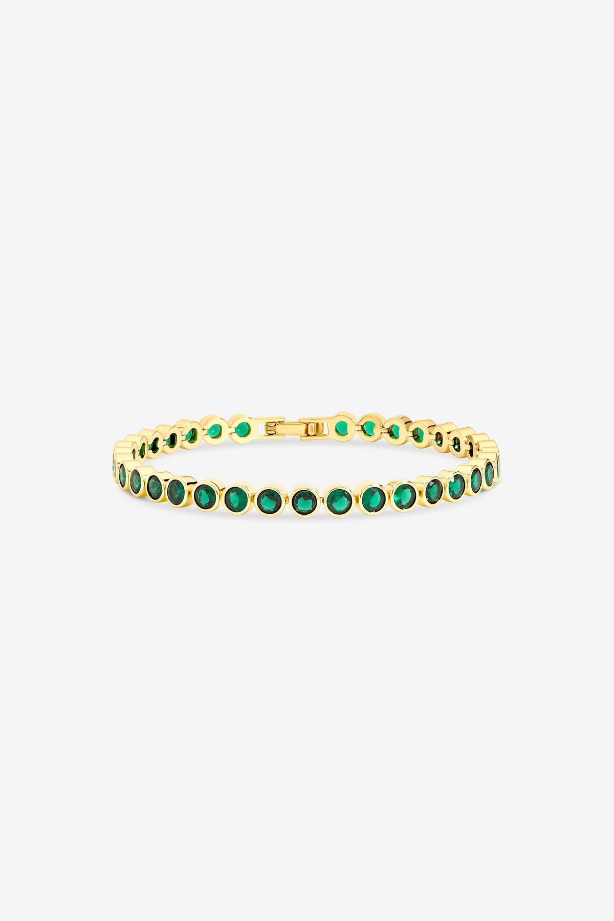 Jon Richard Gold Plated and Emerald Tennis Round Bezel Bracelet