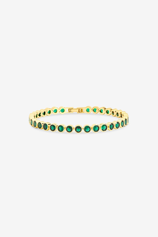 Jon Richard Gold Plated and Emerald Tennis Round Bezel Bracelet