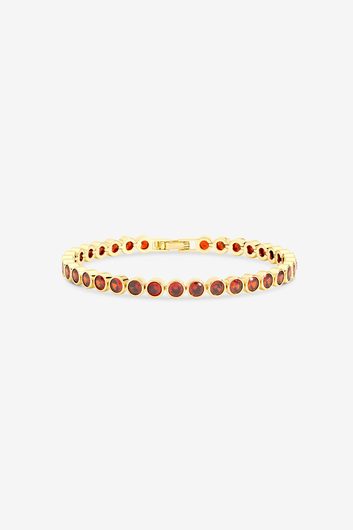 Jon Richard Gold Plated and Ruby Tennis Round Bezel Bracelet