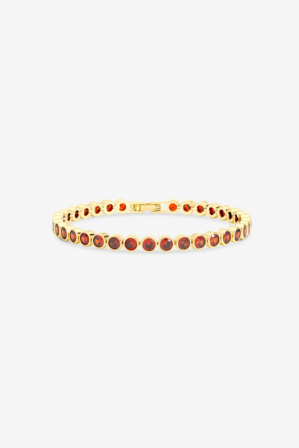 Jon Richard Gold Plated and Ruby Tennis Round Bezel Bracelet