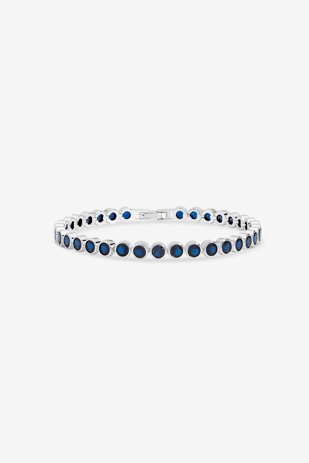 Jon Richard Silver Plated and Sapphire Tennis Round Bezel Bracelet