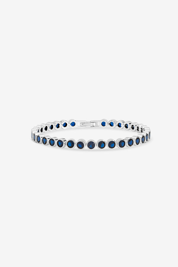Jon Richard Silver Plated and Sapphire Tennis Round Bezel Bracelet