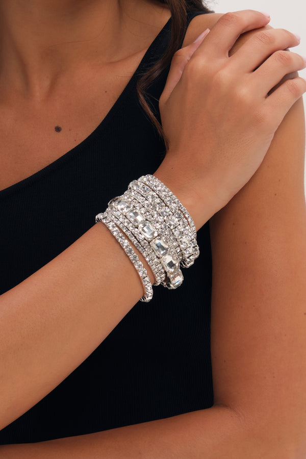 Mood Silver Crystal Statement Multi Pack Bracelet