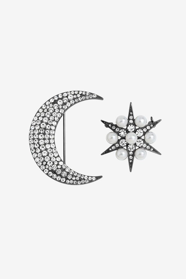 Mood Hematite and Crystal Celestial Brooch - Pack of 2