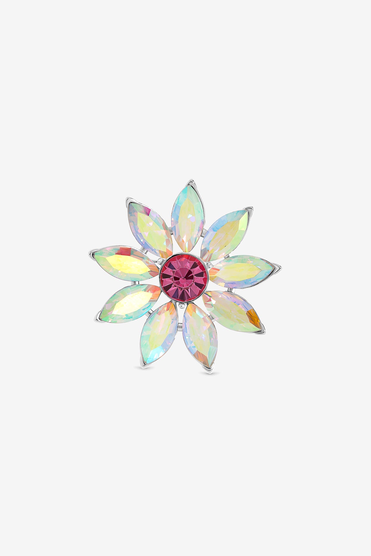 Mood Rhodium Plated Multi-Colour Flower Brooch