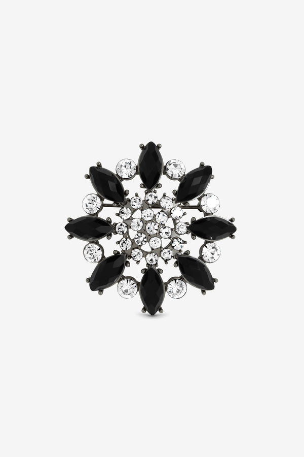 Mood Rhodium Plated Mono Crystal Statement Brooch