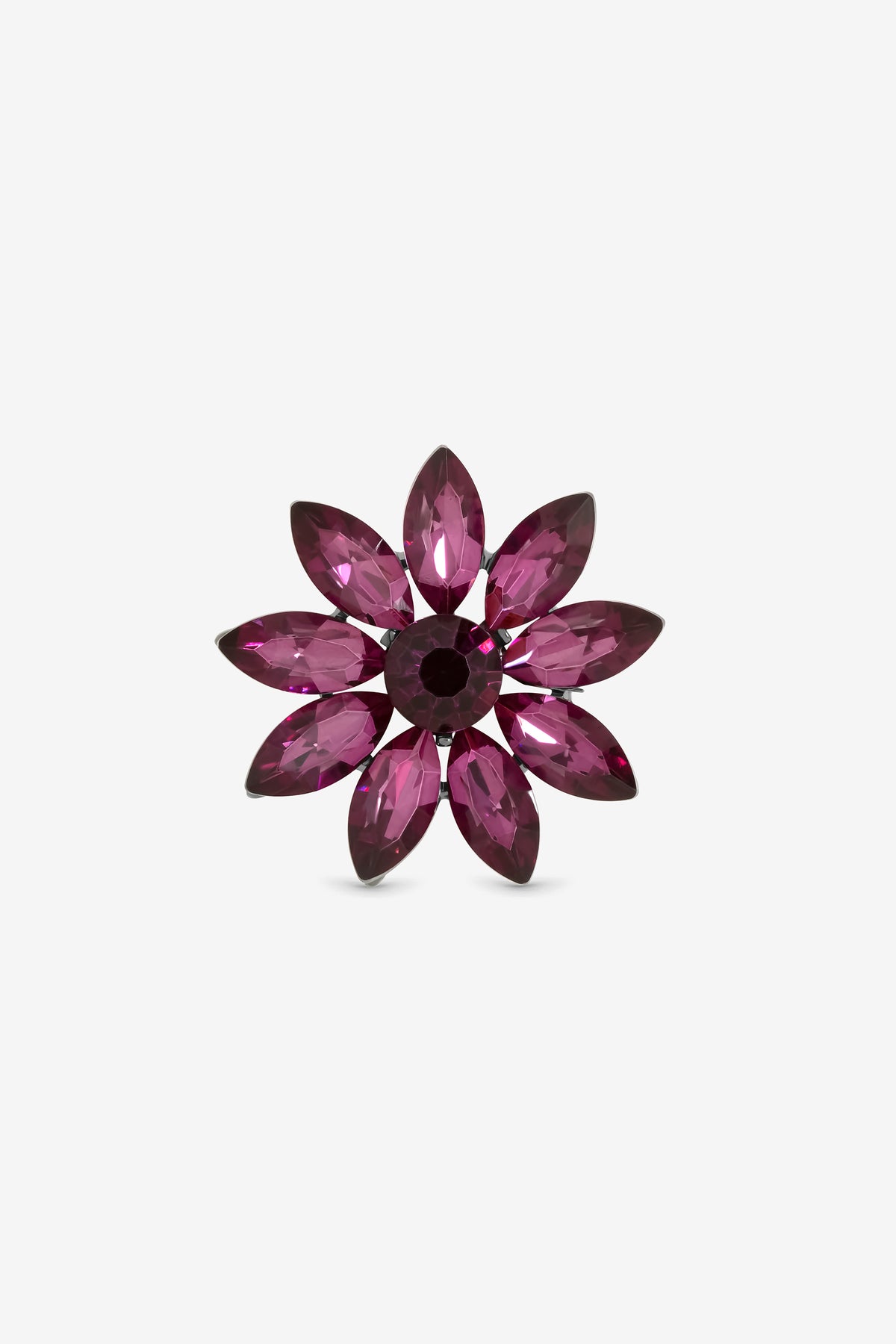 Mood Rhodium Plated Amethyst Floral Brooch