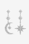 Silver Crystal Moon And Star Statement Drop Earrings