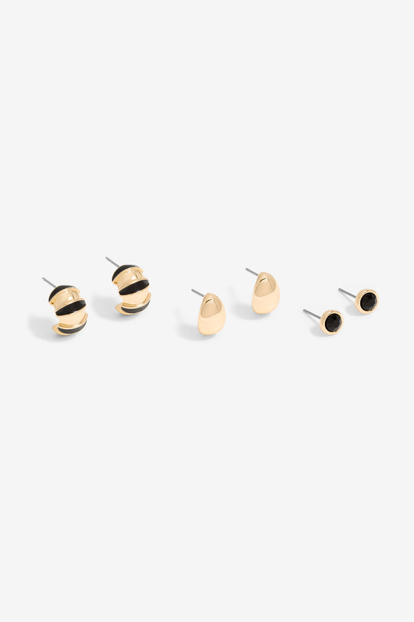 Mood Gold Back Enamel Mixed Hoop Earrings - Pack Of 3