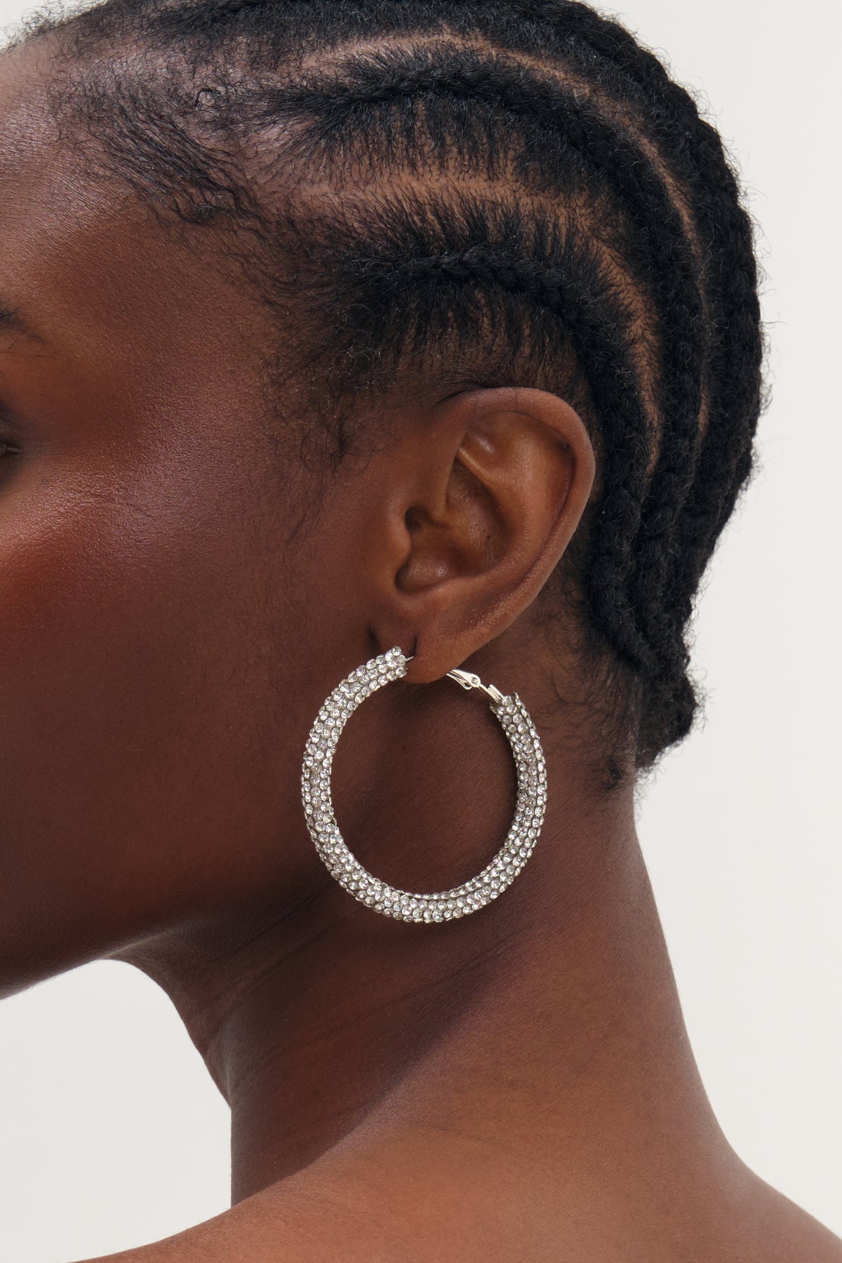 MOOD SILVER CRYSTAL STATEMENT HOOP EARRING