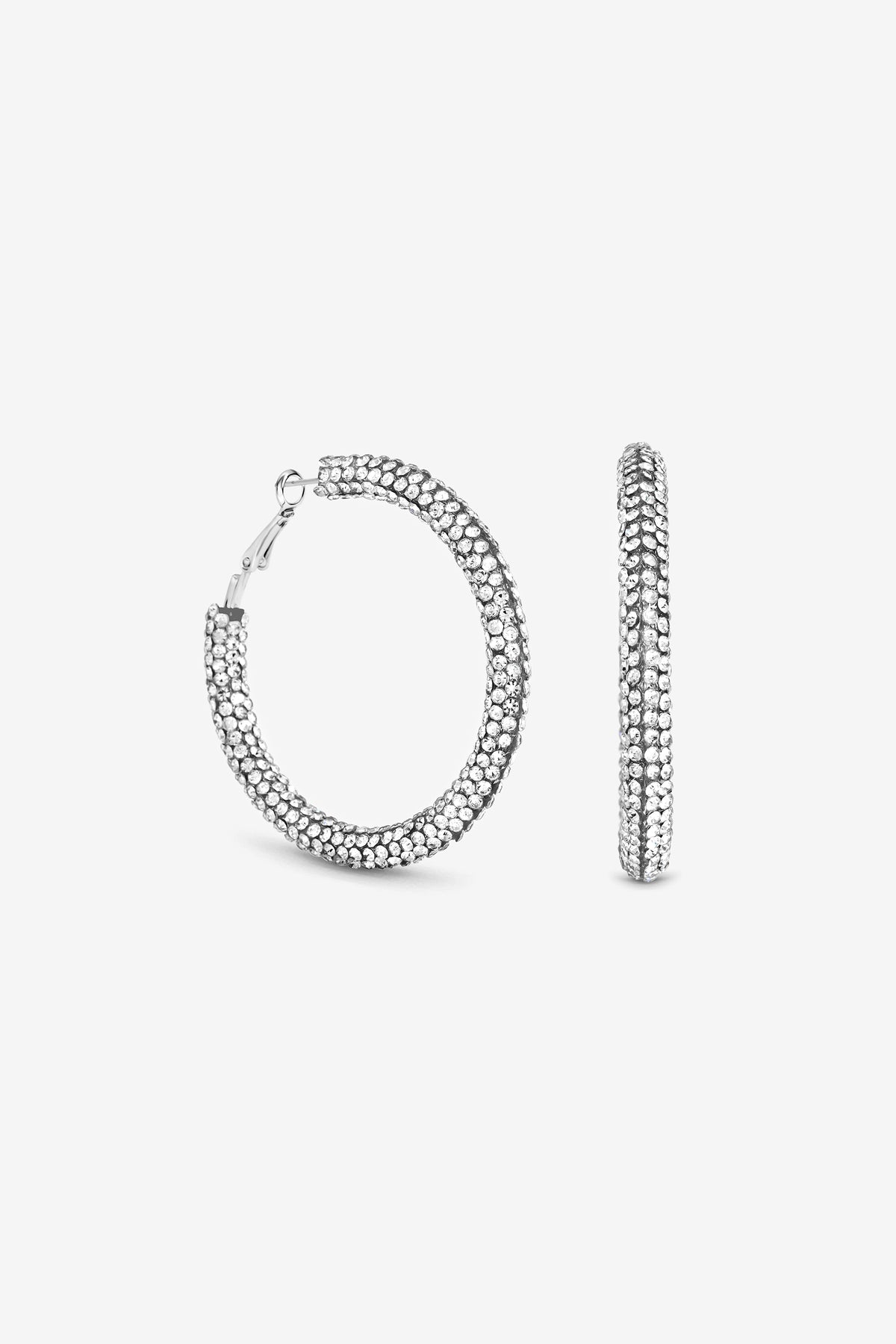 MOOD SILVER CRYSTAL STATEMENT HOOP EARRING